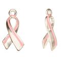 Enamel Drop Pink Awkwardness Ribbon Silver Plated 11.7x3mm