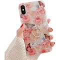 iPhone Xs Max Case Clear Flower Case Cute Fashion for Women Girls with 360 Degree Rotating Ring Stand Holder Kickstand Soft TPU Shockproof Cover for iPhone Xs Max 6.5 Inch Rose Butterfly