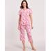 Blair Women's Floral-Print Capris Pajama Set - Pink - 3XL - Womens