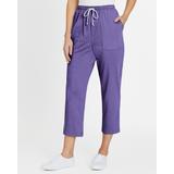Blair Pull-On Knit Drawstring Sport Capris - Purple - PS - Petite