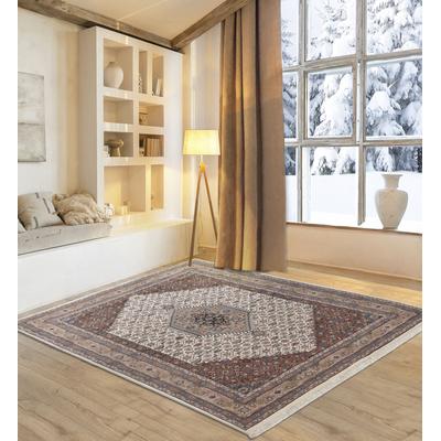 Orientteppich MY HOME "BB Oriental", braun (cream braun), B:60cm H:12mm L:90cm, Schurwolle, Teppiche, reine Wolle, handgeknüpft, orientalisches Design, mit Fransen Image
