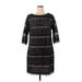 Jessica Howard Casual Dress - Mini Crew Neck 3/4 sleeves: Black Print Dresses - Women's Size 14