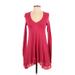 Deletta Casual Dress - A-Line V Neck Long sleeves: Burgundy Print Dresses - Women's Size Small