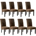 Tectake Ergonomic Dining Chairs - Set Of 8 - Dining Room Chairs Kitchen Chairs - Antique Brown