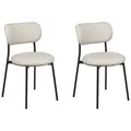 Beliani Set Of 2 Fabric Dining Chairs Beige Casey