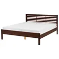 Beliani Wooden Eu King Size Bed Dark Carnac