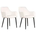 Beliani Set Of 2 Velvet Dining Chairs Off-White Wellston