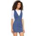 Free People Dresses | Free People Denim Mini Pinafore Dress Xsmall Overall Jumper Jean Criss Cross | Color: Black/Blue | Size: Xs