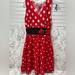 Disney Dresses | Disney Parks Minnie Mouse Dress Red Polka Dot Flare Pinup 100% Cotton Adult S | Color: Black/Red | Size: S