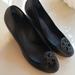 Tory Burch Shoes | Like New Tory Burch Sophie Wedge Pump Heels With Cutout Logo | Color: Black | Size: 9.5