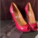 Gucci Shoes | Gucci Vernice Crystal New Raspberry Patton Leather Peep Toe Heels - Euc | Color: Red | Size: 9