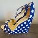 Kate Spade Shoes | Kate Spade Gingham Wedge Platform Sandals 8.5 | Color: Blue/White | Size: 8.5