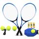 ZHUOKECE Tennis Rackets for Kids, 2 Players Junior/Youth Recreational Tennis Rackets Set for Beginners and Professional with 4 Tennis Balls, 3 Overgrips, 1 Tennis Bag (Blue)