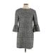 Zara Casual Dress - Sheath Crew Neck 3/4 Sleeve: Gray Dresses - Women's Size Large