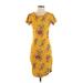 J for Justify Casual Dress - Sheath: Yellow Print Dresses - Women's Size Small