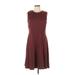 Uniqlo Casual Dress - Shift Crew Neck Sleeveless: Burgundy Solid Dresses - Women's Size Large