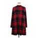 24/7 Maurices Casual Dress - Mini Mock Long sleeves: Red Plaid Dresses - Women's Size X-Large