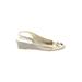 Sesto Meucci Wedges: Gold Print Shoes - Women's Size 9 - Open Toe