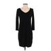 Eileen Fisher Casual Dress - Sheath V Neck 3/4 sleeves: Black Solid Dresses - Women's Size Small Petite