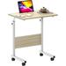 HomCom Adjustable Mobile Bed Table Portable Laptop Computer Stand Desks w/ Tablet Slot Cart Tray, Maple White Wood/Metal in Brown | Wayfair