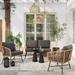 Corrigan Studio® Izaiah 3 Piece Seating Group w/ Cushions Synthetic Wicker/All - Weather Wicker/Wicker/Rattan in Black | Outdoor Furniture | Wayfair