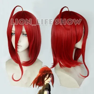 Land der Glänzender Houseki keine Kuni Zinnober win rot Cosplay Haar perücke freies kappe Image