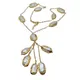 Y·YING natural Freshwater Cultured White Biwa Pearl Gold color Plated Chain Necklace 19"
