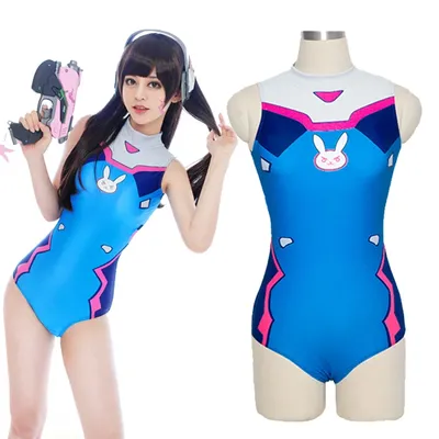 Sexy Spiel OW D.VA Cosplay Kostüm Dva Mercy Cosplay SUKUMIZU Spandex Anime Badeanzug One Piece Image