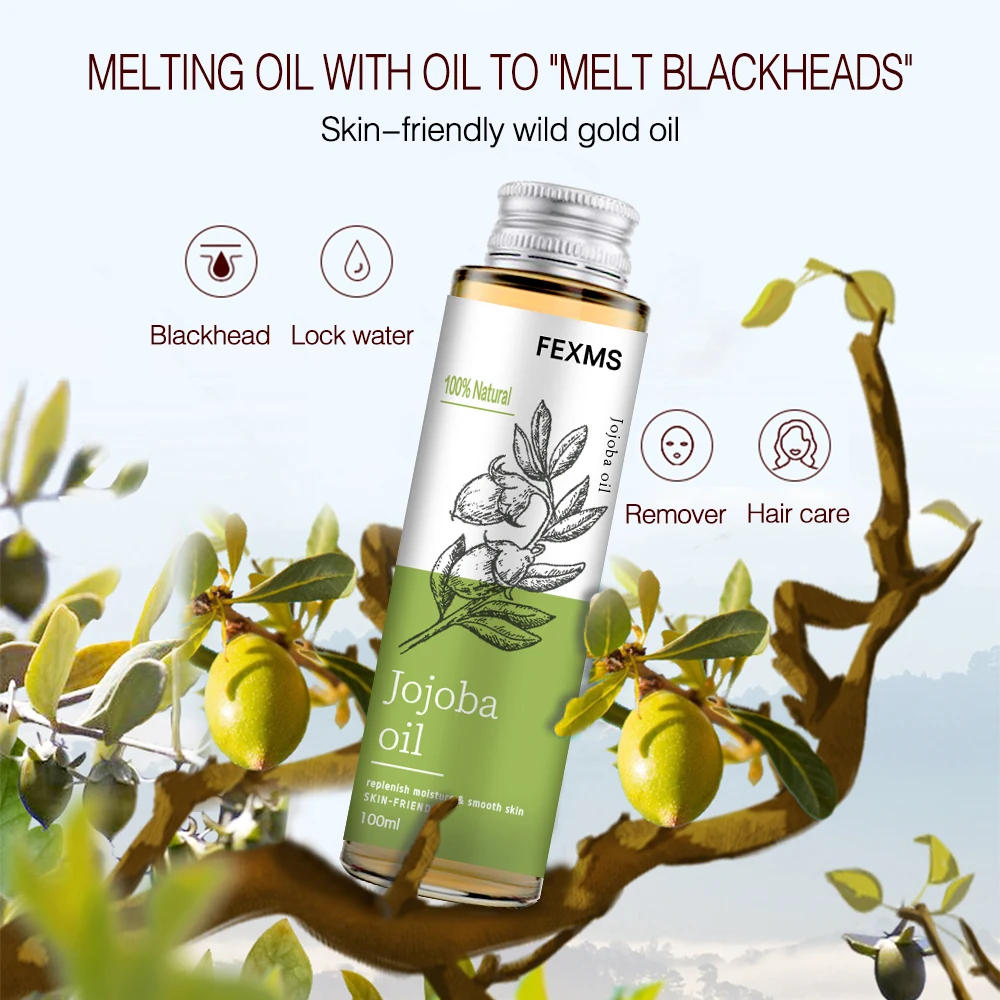 Olio di jojoba puro al 100% idratante naturale non raffinato pressato a freddo puro per pelle, capelli, corpo e unghie