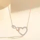 925 Sterling Silver Rose Gold Color Cute Heart Crystal Statement Necklace For Women Valentines Day