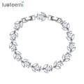 LUOTEEMI Blatt Form CZ Armband Hohe Qualität Luxus Zirkonia Braut Hochzeit Frauen Hand Schmuck