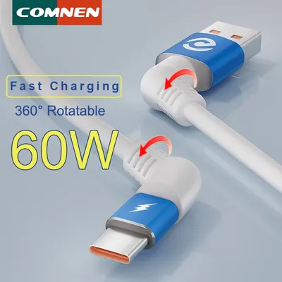 COMNEN USB A to Type C Charging Cable Type C to Type c PD 60W QC 3.0 fast charging cable Iphone Android Huawei Samsung gamepad