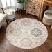 White Round 7'3" Area Rug - Ophelia & Co. Munz Floral Handmade Hand Tufted Ivory/Multicolor Wool Rug Cotton/Wool | Wayfair