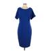 Alexia Admor Casual Dress - Sheath Scoop Neck Short sleeves: Blue Print Dresses - Women's Size Large