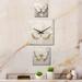 Designart "Minimalism Beige Butterfly " Butterfly Set Of 3 - Clock For Living Room Décor - Large Modern Wall Clock