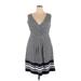 Lands' End Casual Dress - A-Line V Neck Sleeveless: Blue Print Dresses - Women's Size 18