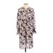 J.Crew Mercantile Casual Dress - Shirtdress High Neck 3/4 sleeves: Pink Floral Dresses - Women's Size Small