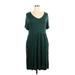 DB Moon Casual Dress - A-Line V-Neck Short sleeves: Green Print Dresses - Women's Size 2X