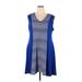 Lane Bryant Casual Dress - A-Line V Neck Sleeveless: Blue Print Dresses - Women's Size 22 Plus