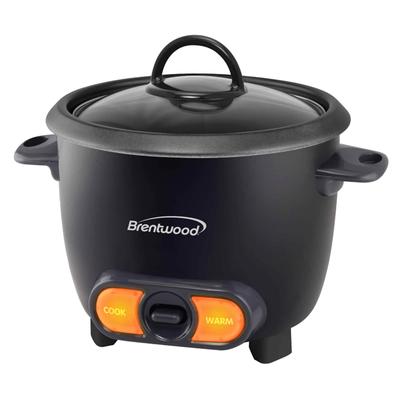 Brentwood 3 Cup Uncooked/6 Cup Cooked Non Stick Rice Cooker in Black - N/A