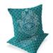 Homeroots Set of Two 16" X 16" Green and White Blown Seam Hamsa Indoor Outdoor Throw Pillow - 16