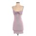 Casual Dress - Bodycon Plunge Sleeveless: Purple Stripes Dresses - Women's Size X-Small