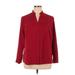 NY Collection Long Sleeve Blouse: Burgundy Solid Tops - Women's Size 1X