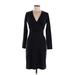 Susana Monaco Casual Dress - Party V-Neck Long sleeves: Black Print Dresses - Women's Size Medium