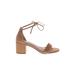 Gianni Bini Heels: Tan Print Shoes - Women's Size 8 - Open Toe