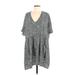 Princess Polly Casual Dress - Mini V-Neck Short sleeves: Gray Dresses - Women's Size 8