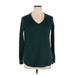 Nine West Thermal Top Green Color Block V Neck Tops - Women's Size X-Large