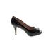Via Spiga Heels: Slip-on Stiletto Cocktail Black Print Shoes - Women's Size 9 - Peep Toe