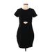 Express Casual Dress - Sheath High Neck Short sleeves: Black Solid Dresses - Women's Size Medium