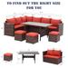 7-pieces Wicker Sectional Furniture Set Outdoor 3-pcs Corner Loveseat Patio Conversation Sets with Dining Table & 3 Ottomans